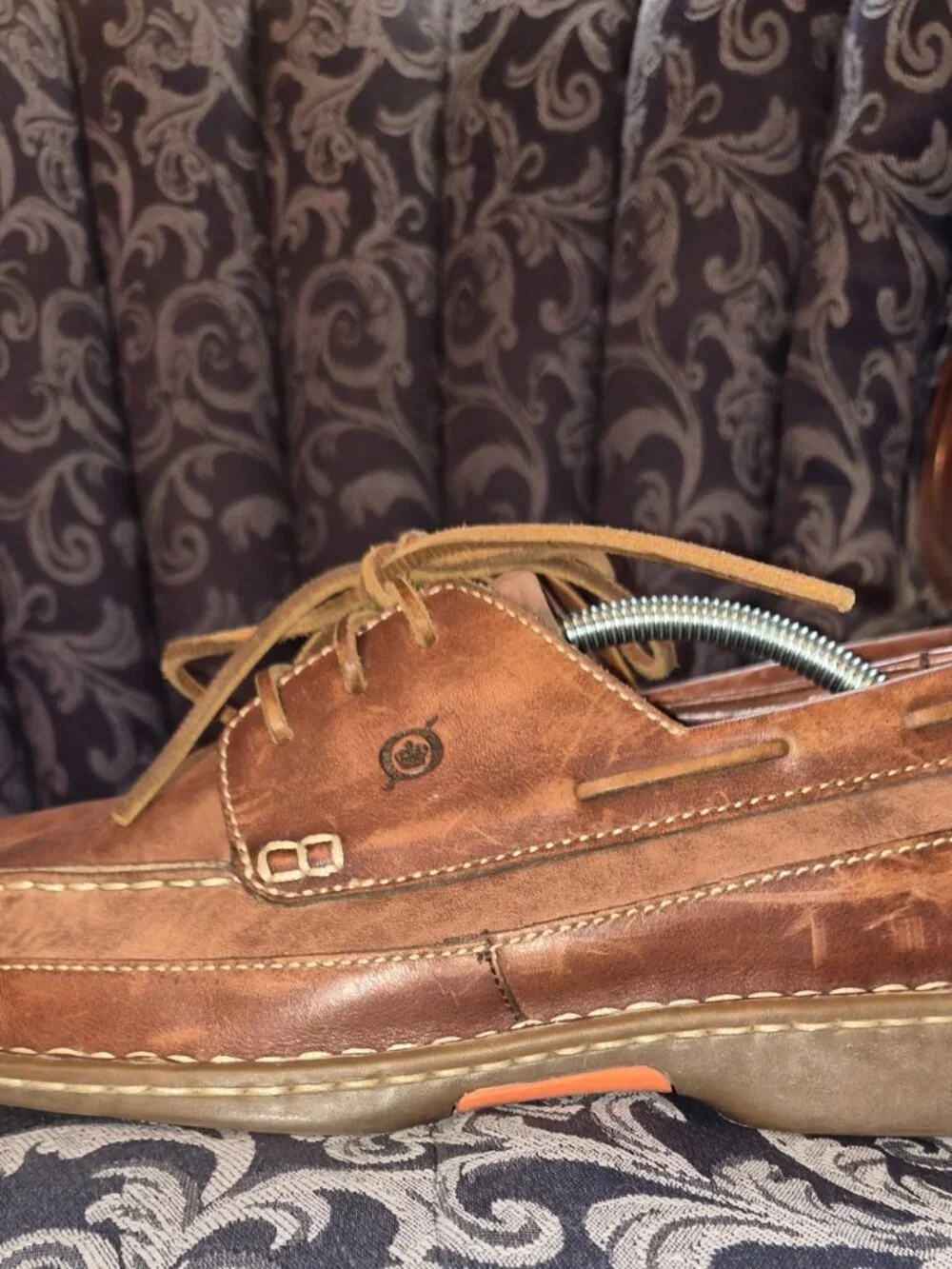 Mens Born Brown Leather boat shoes